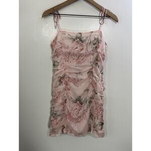 Cottage Y2K Romance Coquette Mini Ruched Slip Dress 6 Floral Fairy Dainty Ballet
